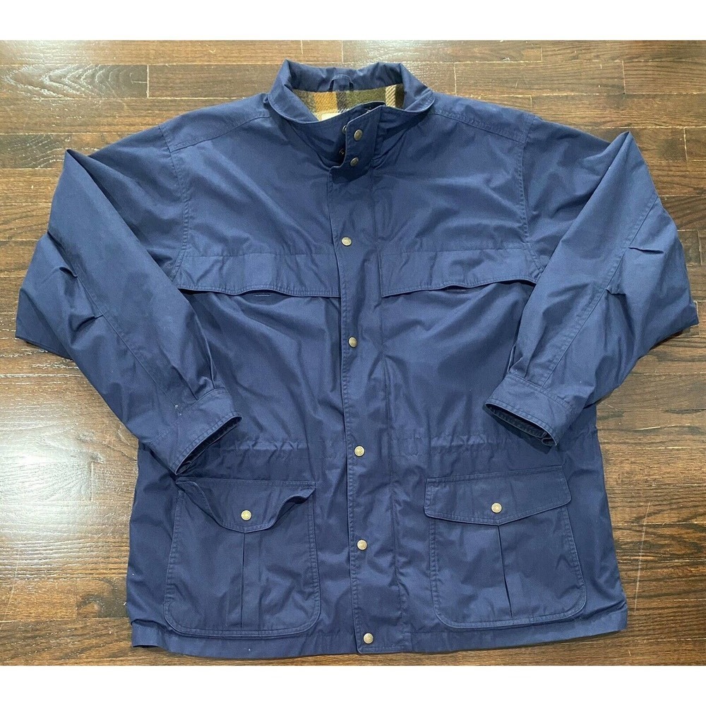 Eddie Bauer Jacket Men's Size XL Blue Wool Plaid Lined Barn Chore Coat Mountain